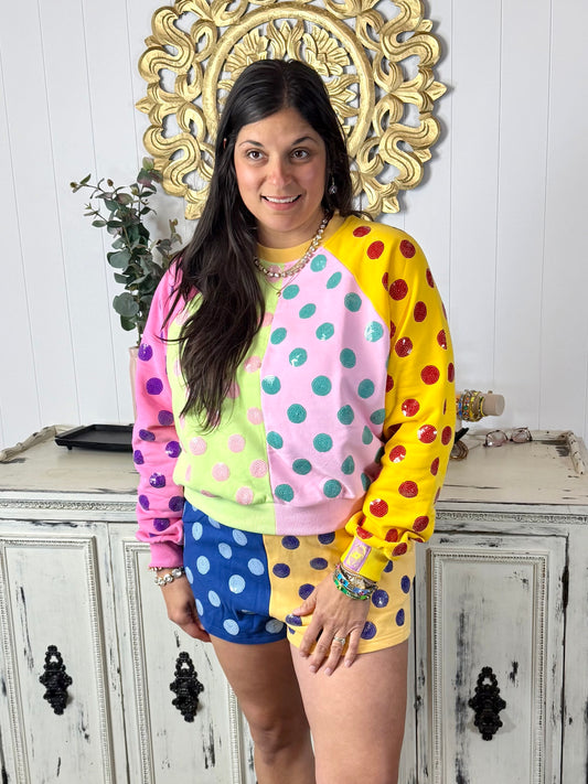 Queen of Sparkles Multi Colorblock Sweatshirt