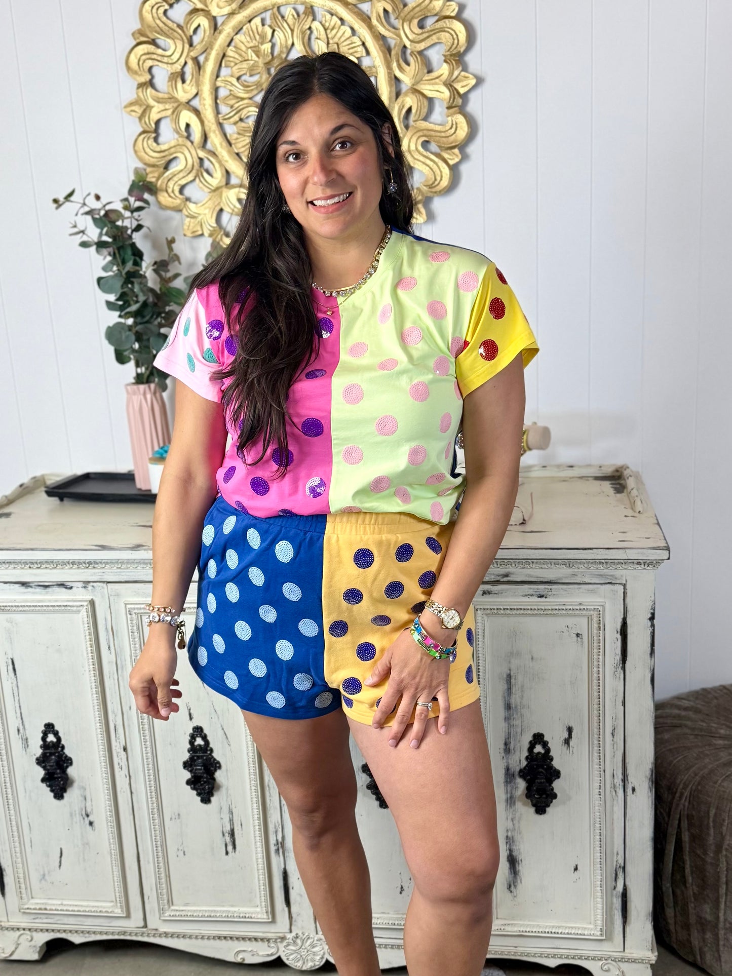 Queen of Sparkles Multi Colorblock Shorts