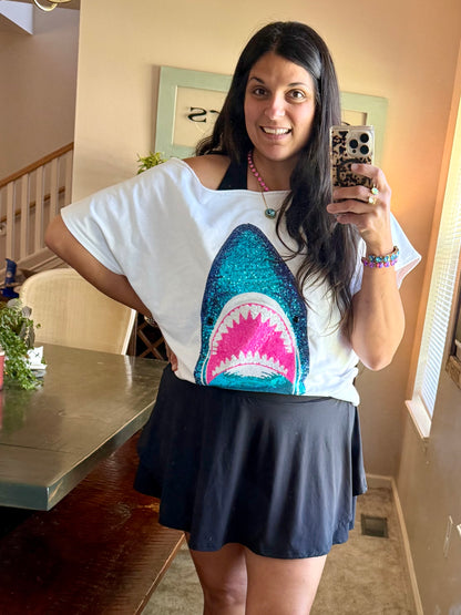 Off The Shoulder Shark Attack Top