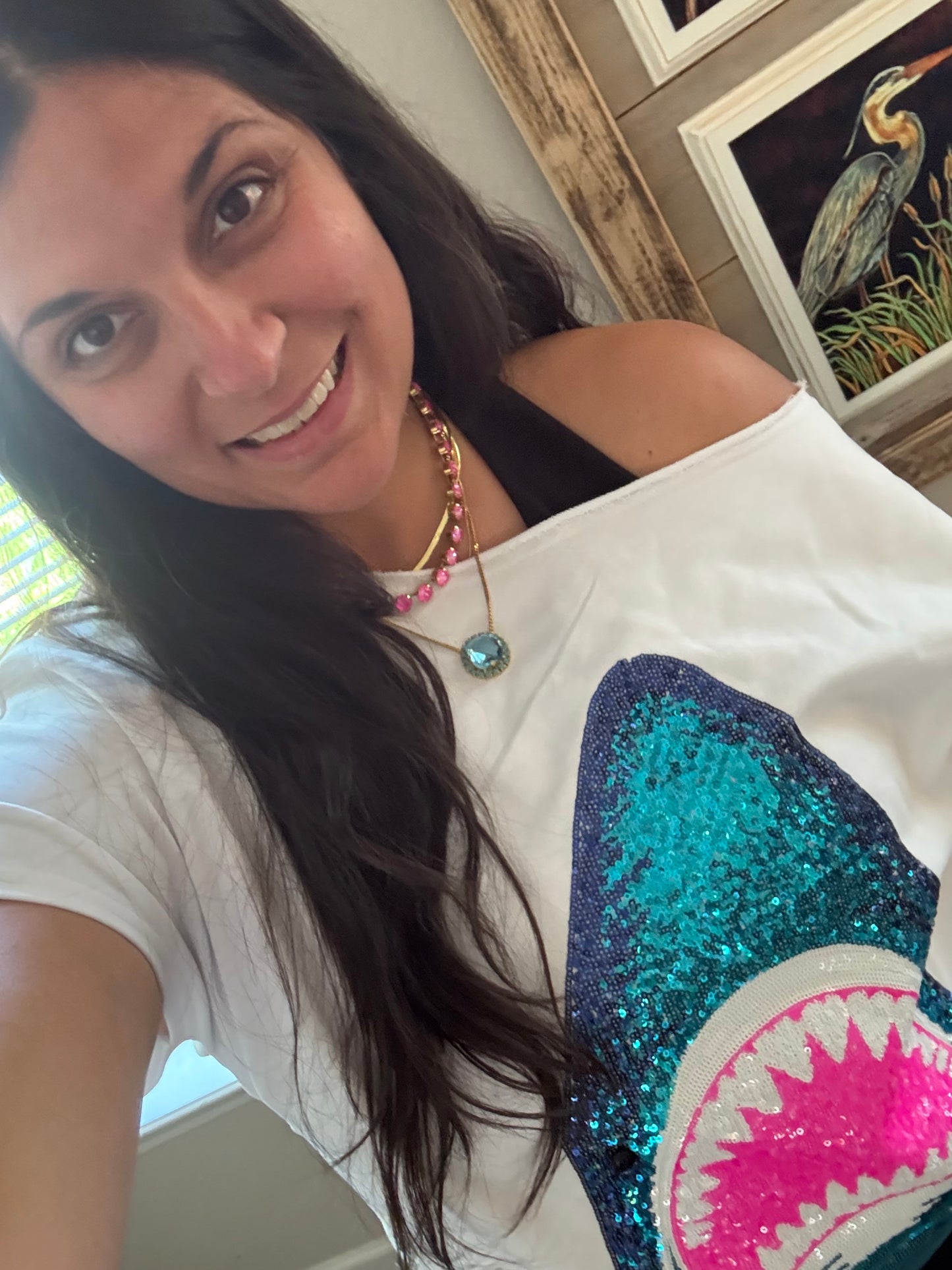 Off The Shoulder Shark Attack Top