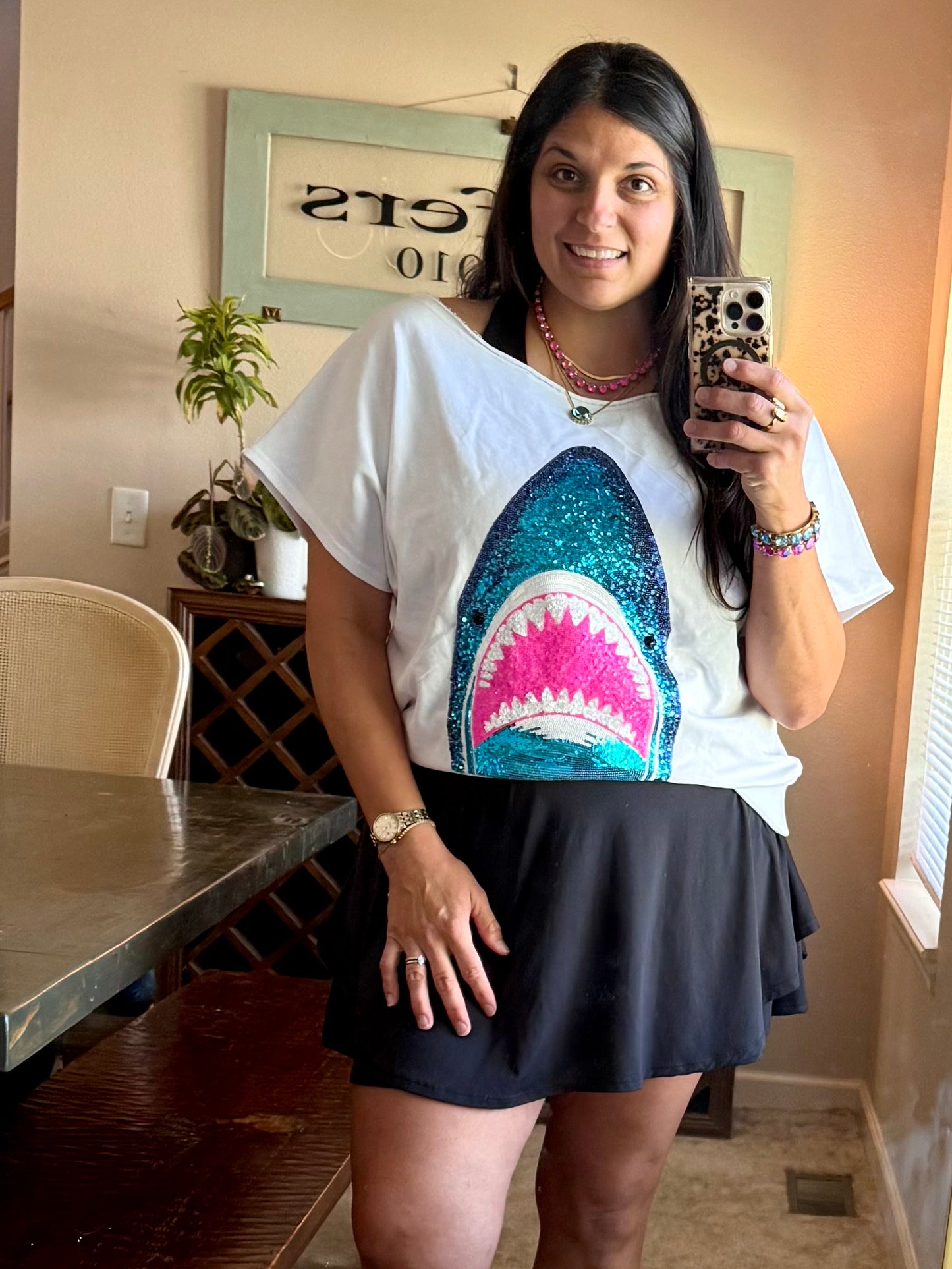 Off The Shoulder Shark Attack Top