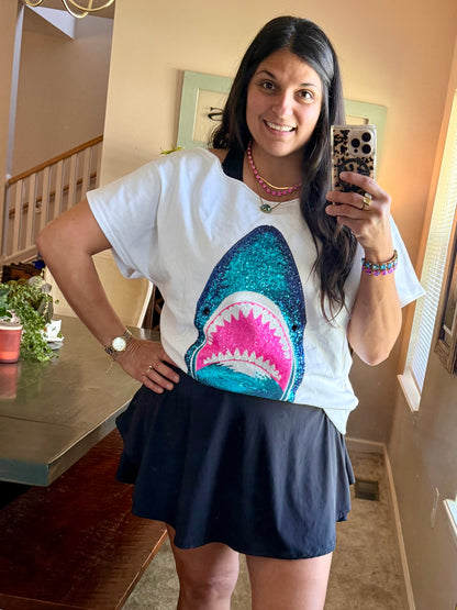 Off The Shoulder Shark Attack Top