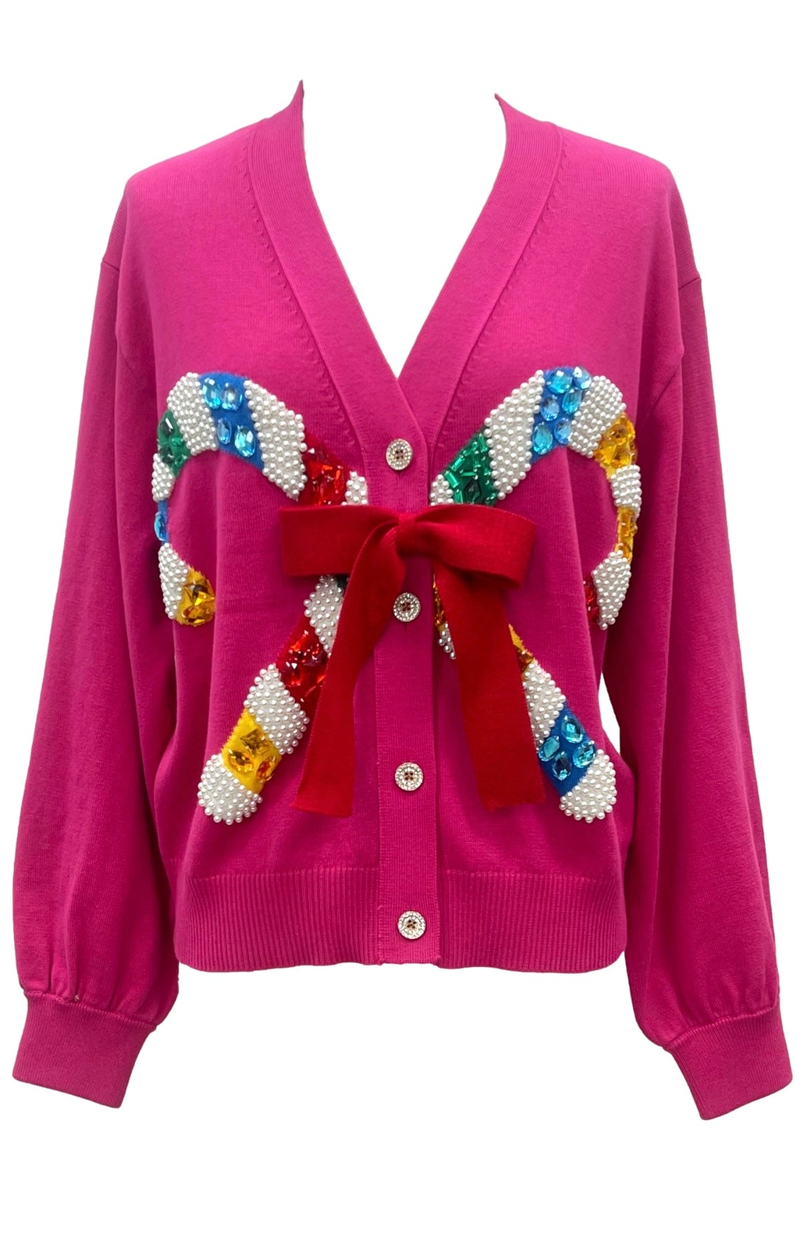 Queen of Sparkles Pink Candy Cane Cardigan