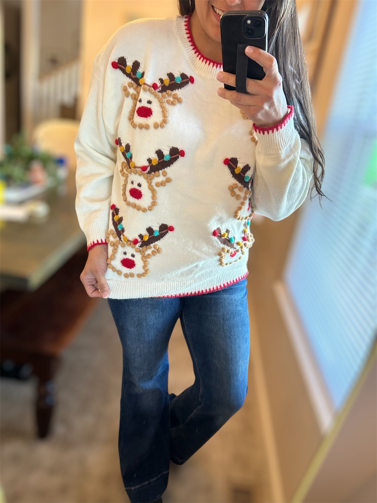 Reindeer Pom Pom Sweater