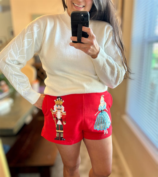 Queen of Sparkles Red Nutcracker Shorts