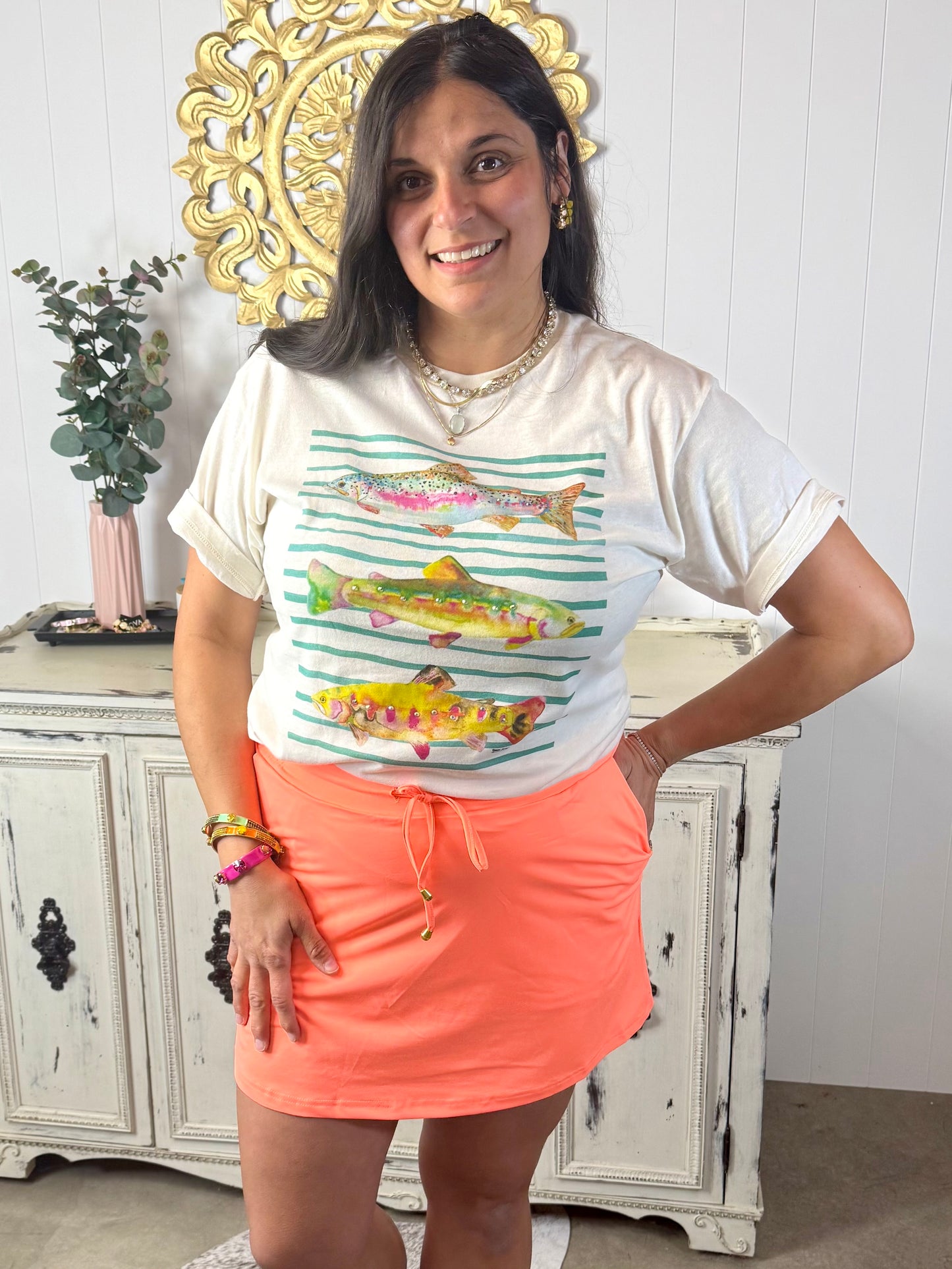 Neon Coral Essential Skort