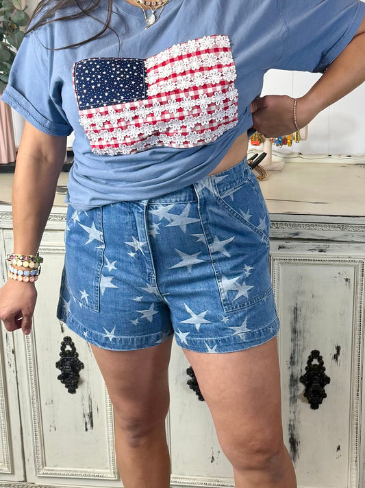 Star Spangled Denim Shorts