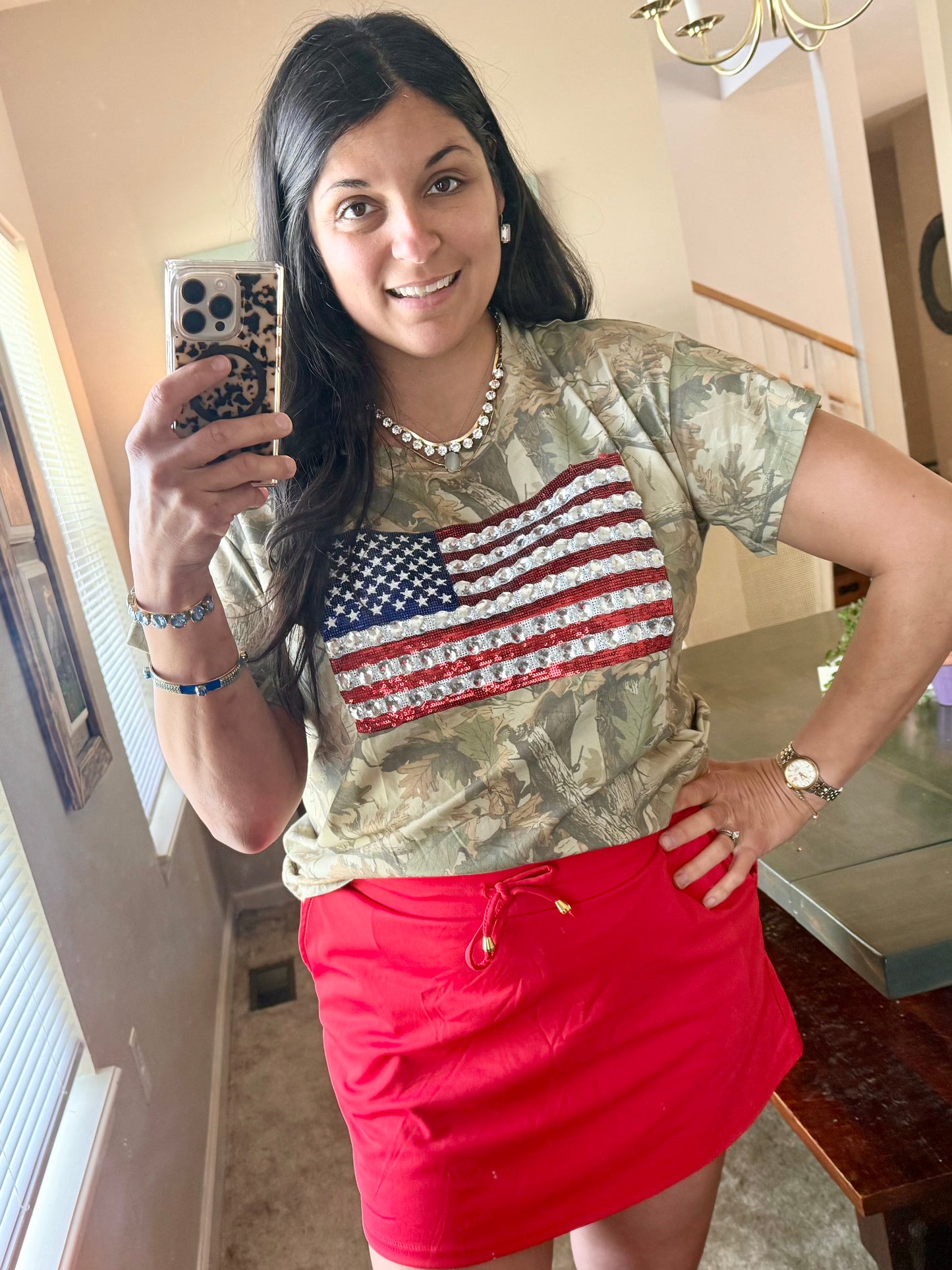 Queen of Sparkles X Denash Apparel Exclusive Camo and USA Flag Tee