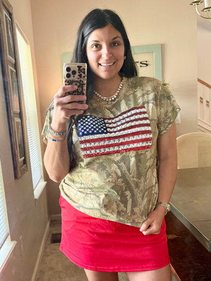 Queen of Sparkles X Denash Apparel Exclusive Camo and USA Flag Tee