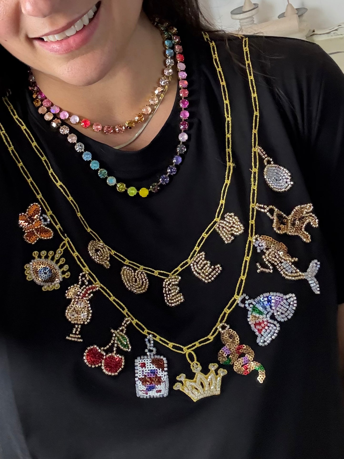 Queen of Sparkles Black Queen Icon Necklace Tee Dress