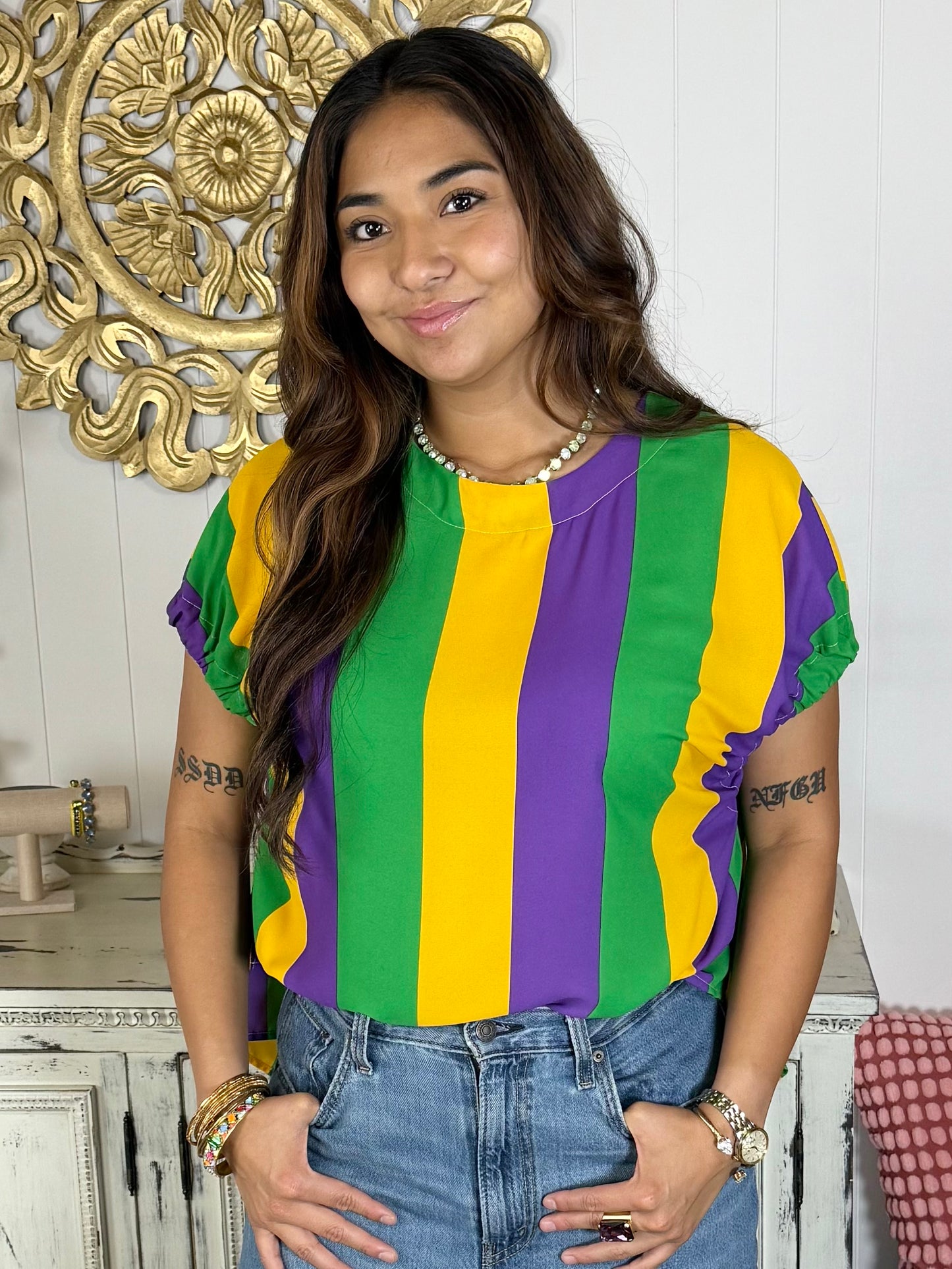 Mardi Gras Striped Top