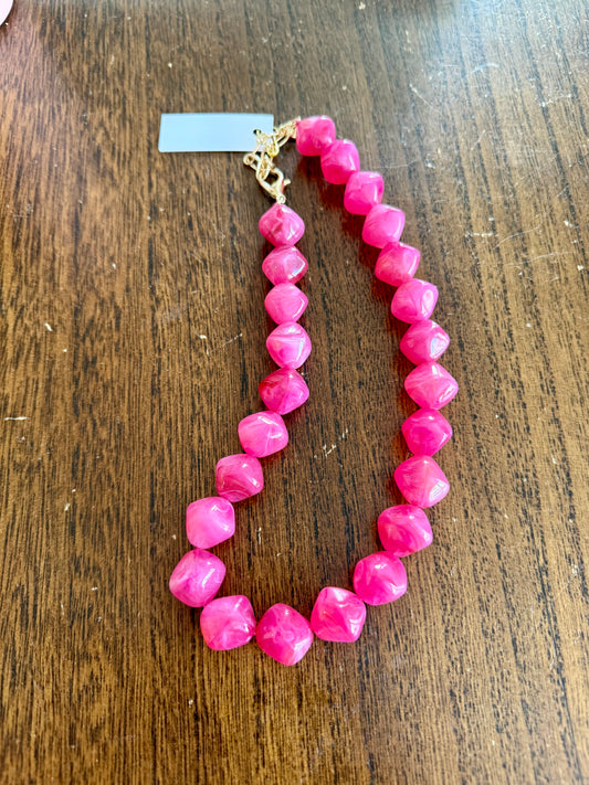 Hot Pink Pop Statement Necklace