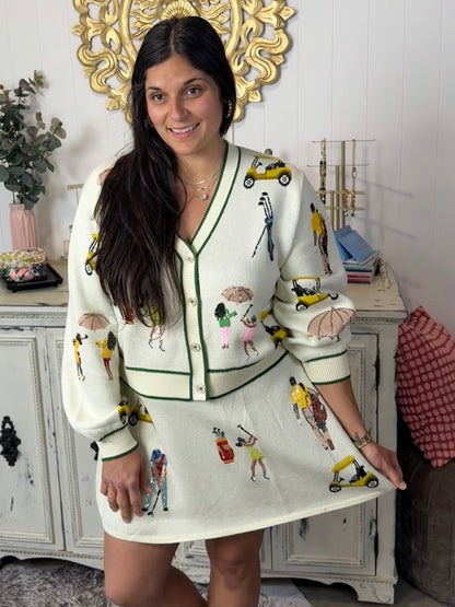 Queen of Sparkles White Golf Icon Cardigan