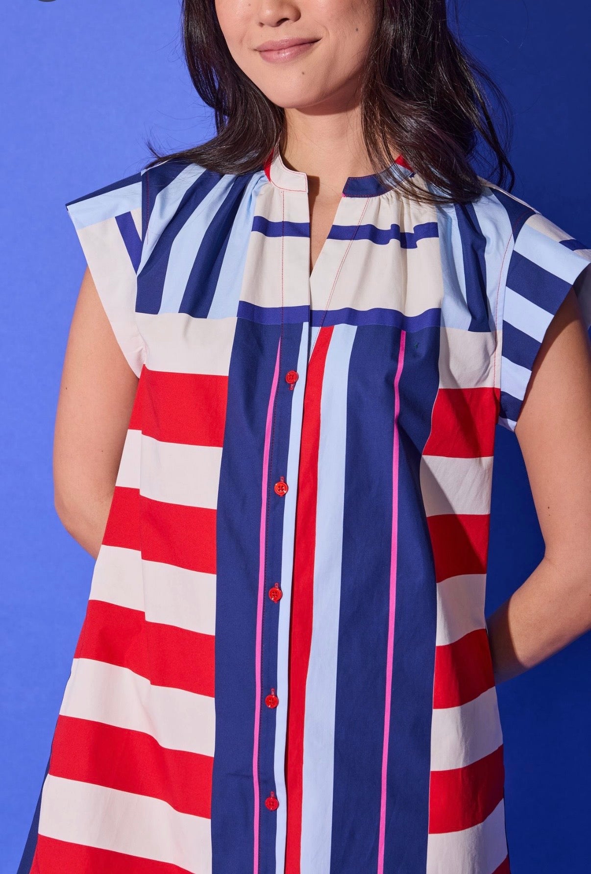 Alden Adair Tucker Dress Maritime Stripe