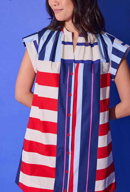 Alden Adair Tucker Dress Maritime Stripe