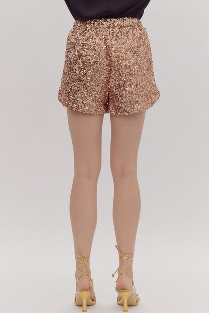 Gold High Waisted Sequin Shorts