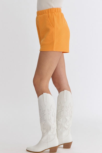 Orange Textured Shorts