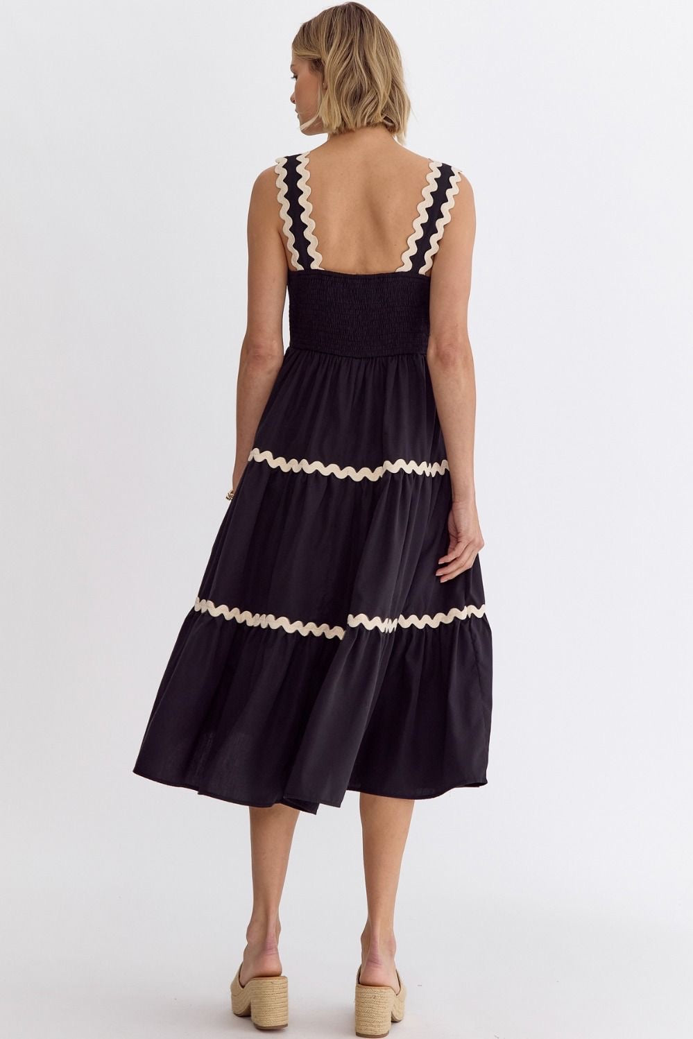 Black Ric Rac Midi Dress