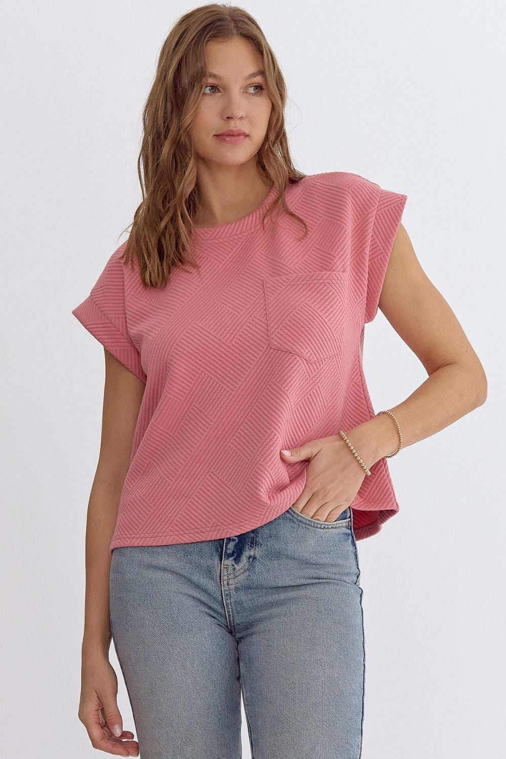 Coral Pink Textured Top