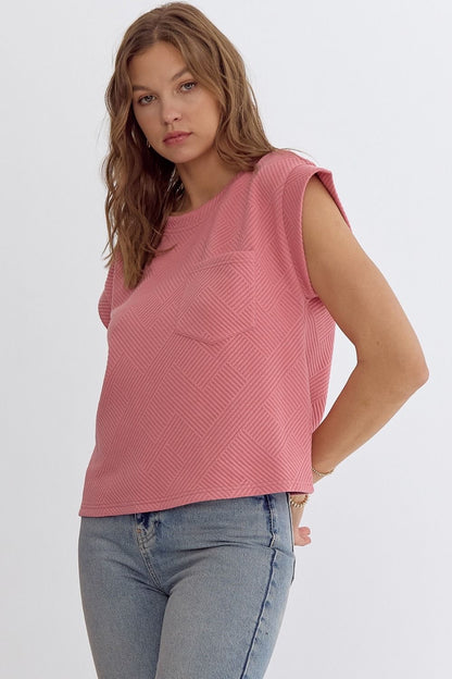 Coral Pink Textured Top