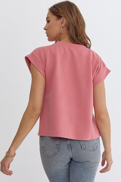 Coral Pink Textured Top