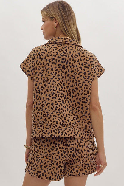 Animal Print Half Zip Top