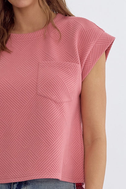 Coral Pink Textured Top