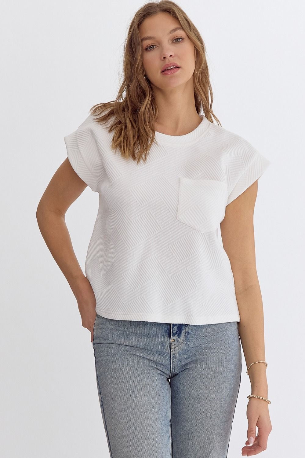 Off White Textured Top