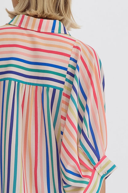 Multi Striped Button Down Top