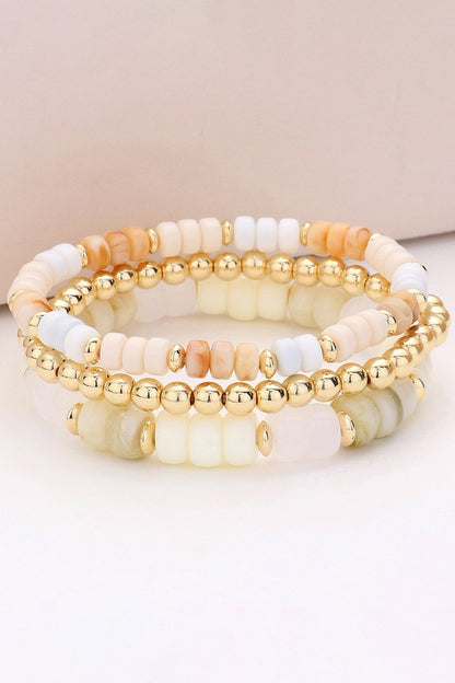 Ivory Beaded Stretch Bracelet Set