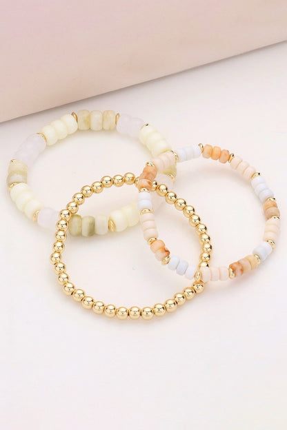 Ivory Beaded Stretch Bracelet Set