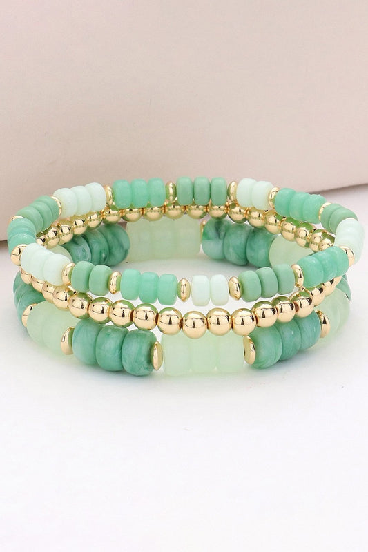 Mint Beaded Stretch Bracelet Set