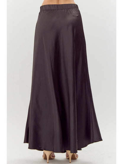 Black Satin Midi Skirt