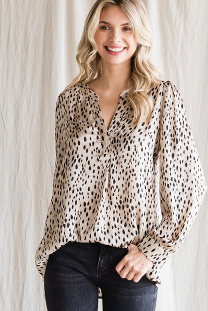 Dot Print Long Sleeves Top