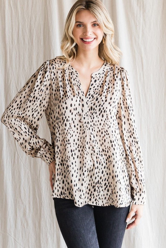 Dot Print Long Sleeves Top