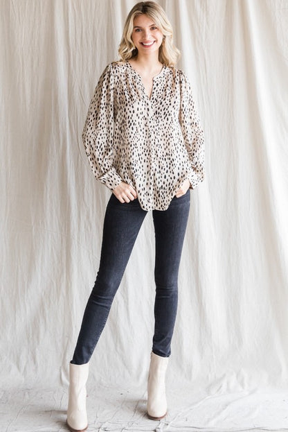 Dot Print Long Sleeves Top