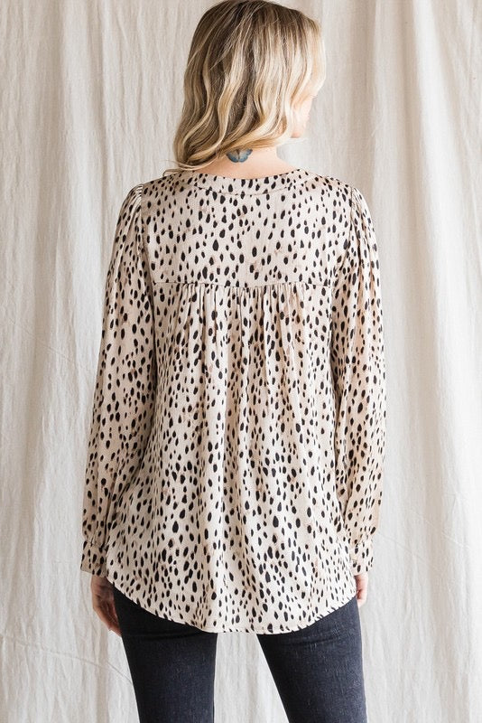 Dot Print Long Sleeves Top