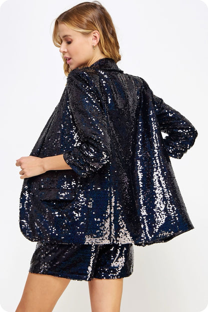 Midnight Blue Full Sequin Blazer