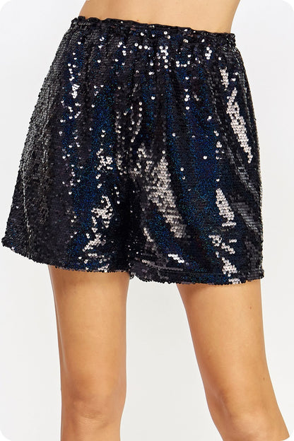 Midnight Blue Full Sequin Shorts