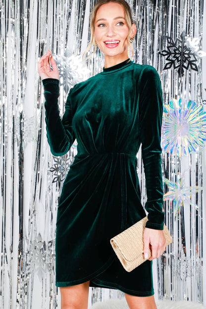 Hunter Green Bodycon Faux Wrap Dress Denash Apparel Hunter Green Bodycon Faux Wrap Dress Denash Apparel