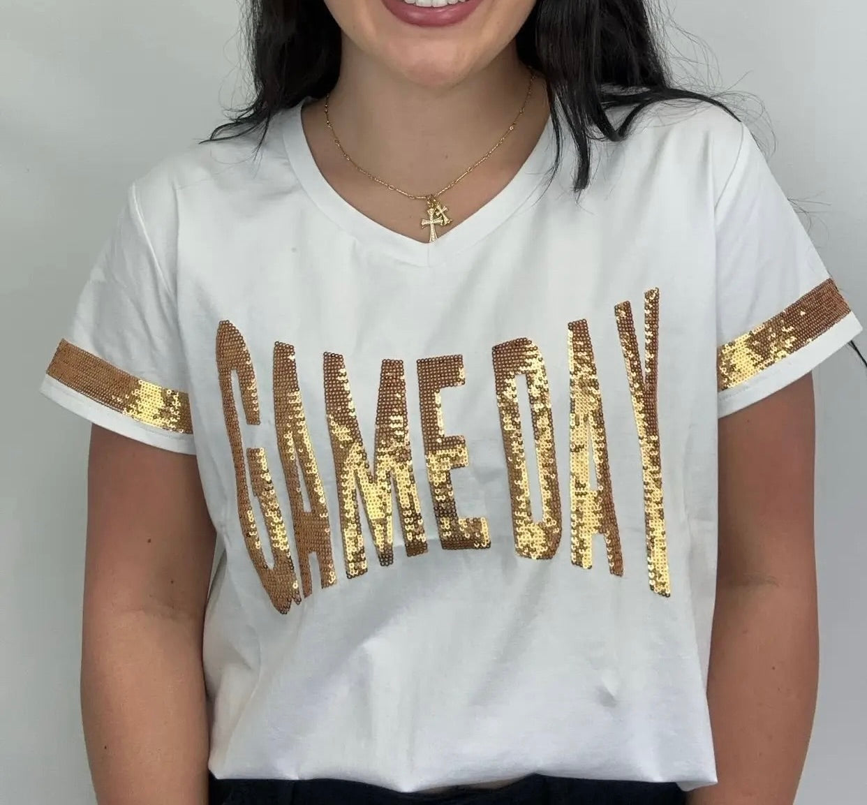 Game Day Sequin V Tee