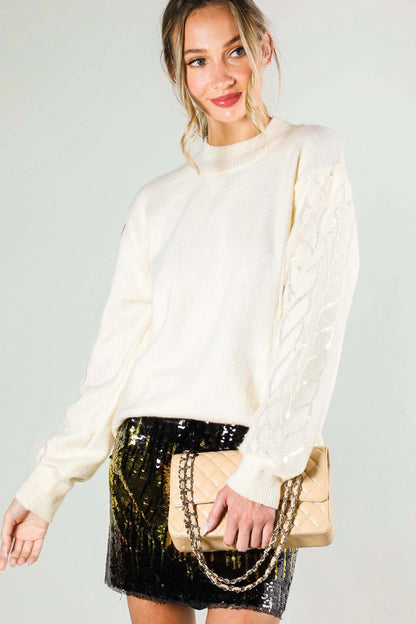 Cream Sequin Detail Sweater