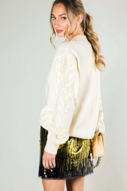 Cream Sequin Detail Sweater