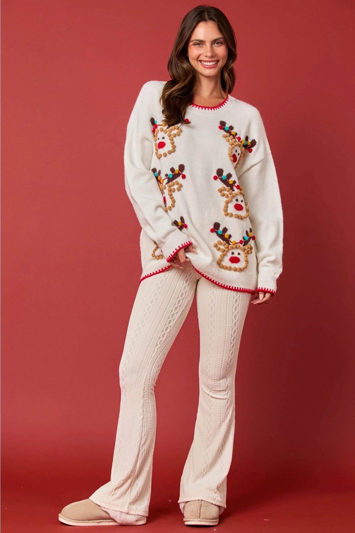 Reindeer Pom Pom Sweater