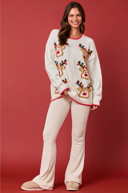 Reindeer Pom Pom Sweater