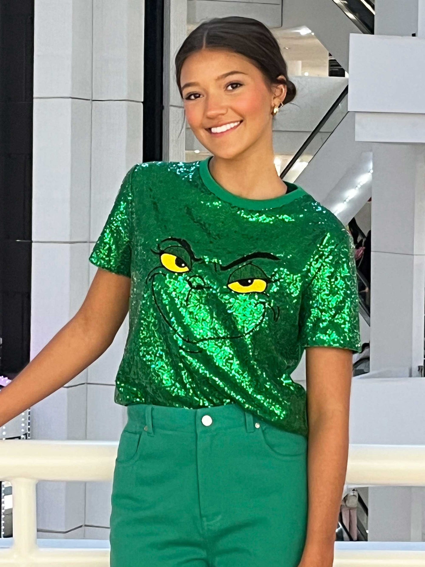 Sequin Grinch Face Tee