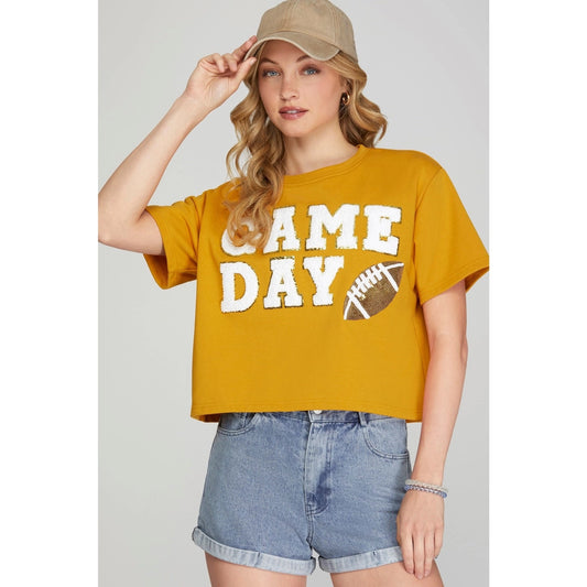 Gold Sequin Game Day Top