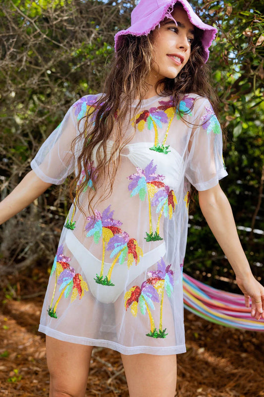 Queen of Sparkles Multi Palm Tree Cover Up