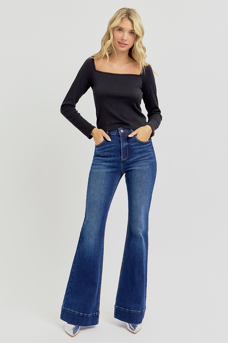 Risen Tummy Control High Rise Flare Jeans