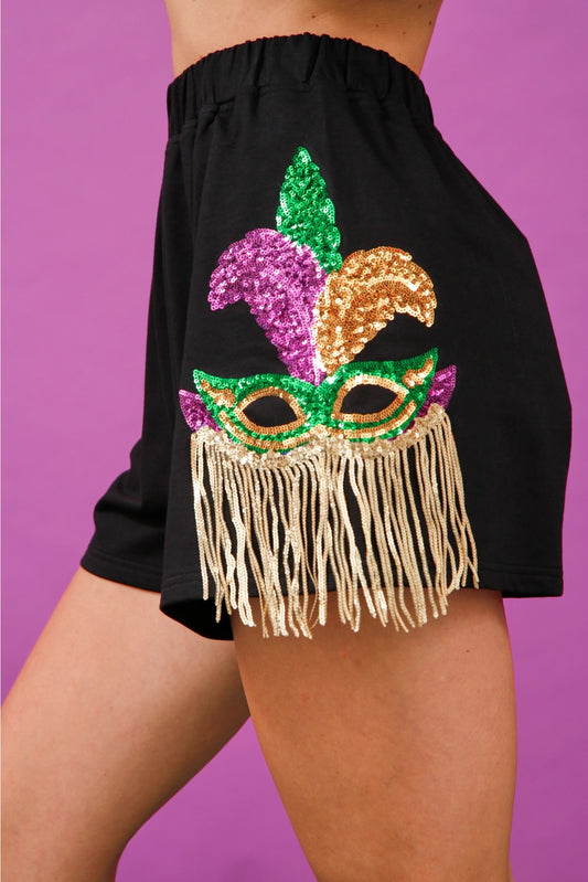 Mardi Gras Sequin Mask Shorts